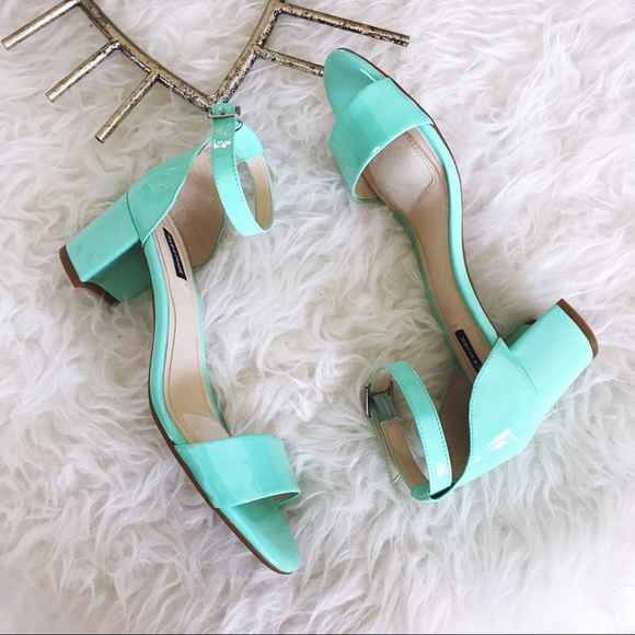 turquoise block heels